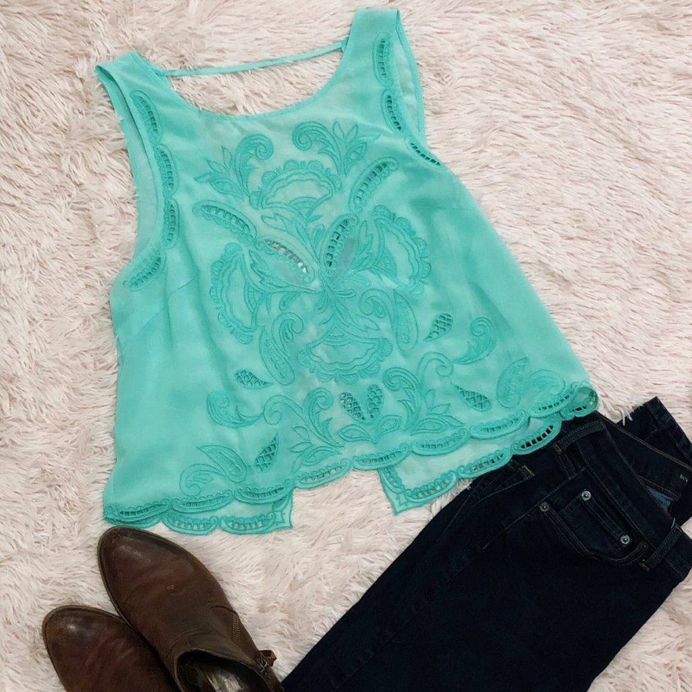 Mint sheer top